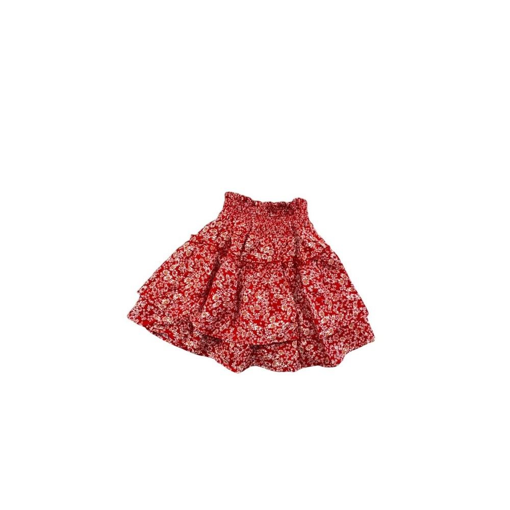 Girls Sienna Sky Floral Smocked Skort Size L Red Ruffle NWOT